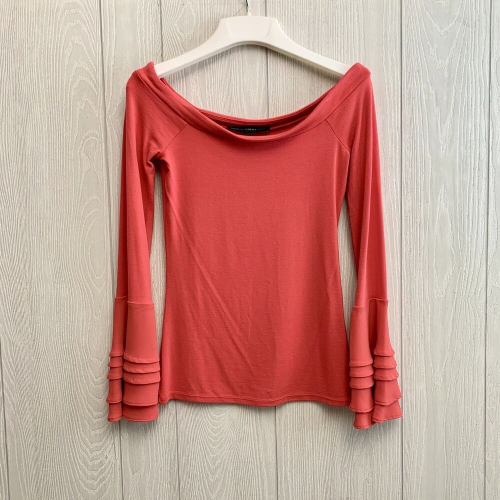 White House Black Market Long Sleeve Top Red Coral XXS NWT
